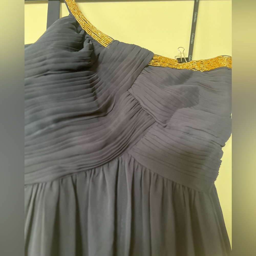 Calvin Klein Navy Blue Dress with Gold Beaded Accent